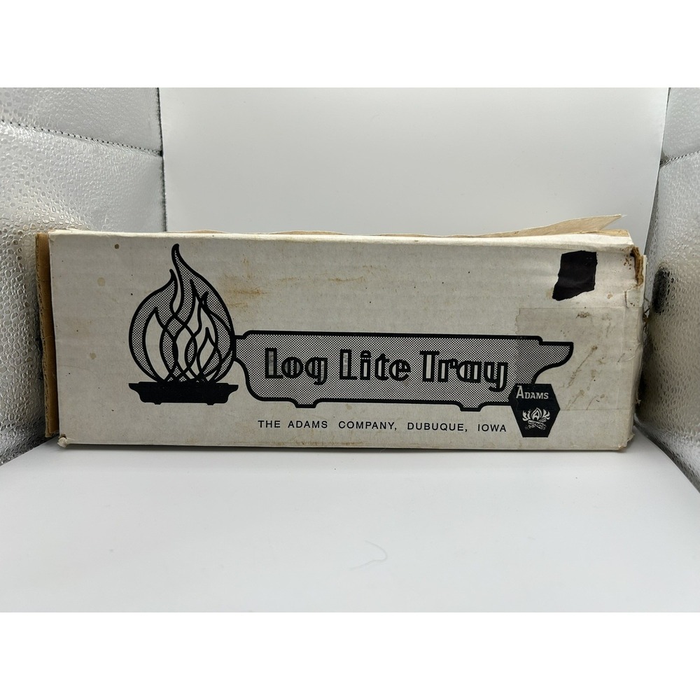 Vintage ADAMS Cast Iron Log Lite Tray Dubuque Iowa W/Original Box & Instructions